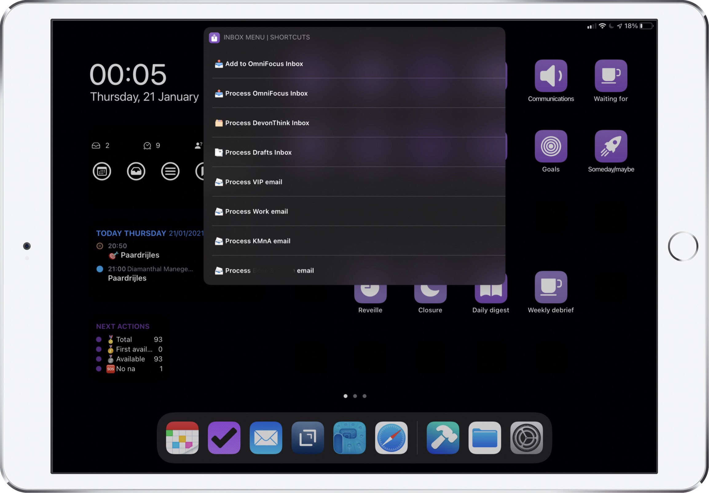 iPad Inbox menu